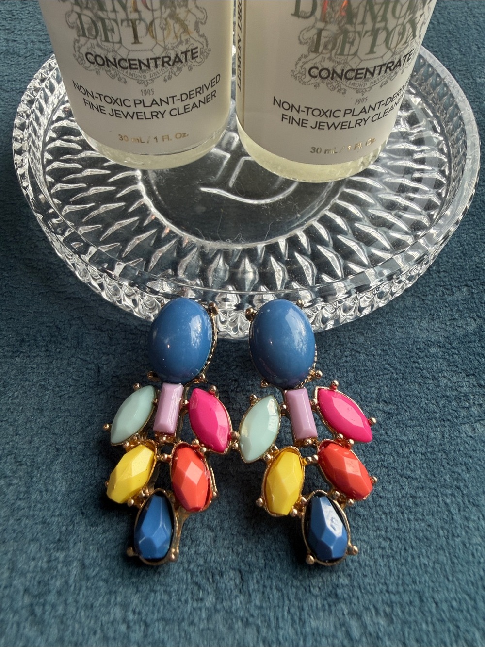 Colorful Multi-Gem Drop Earrings — Blue, Pink, Yellow, Mint Fashion Jewerly